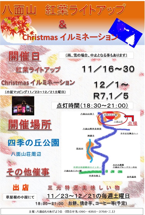 紅葉ライトアップ＆クリスマスイルミネーションチラシ