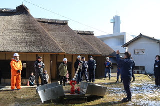 放水銃の放水指導