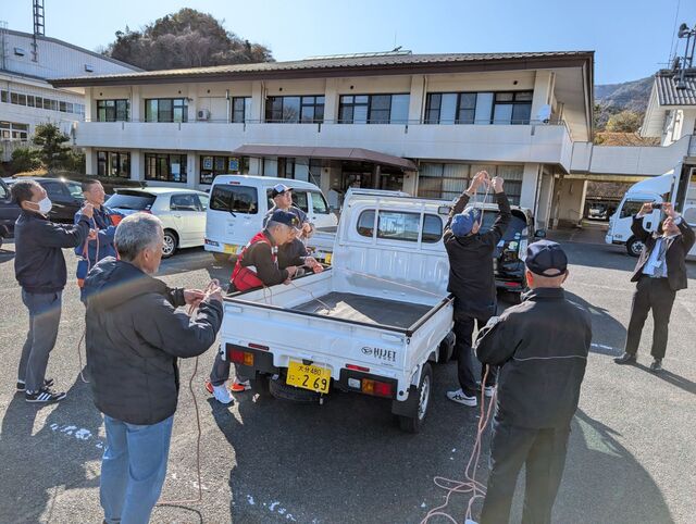 ロープワークの実演